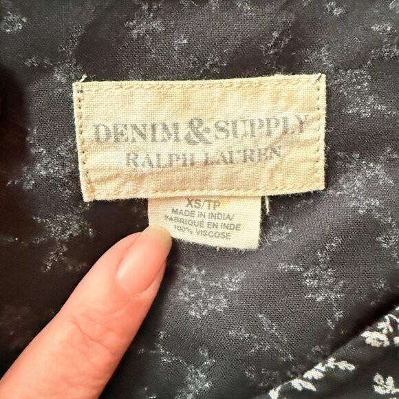 Denim & Supply Ralph Lauren Black & White Floral Babydoll Dress Size XS | Y2k - Picture 11 of 16